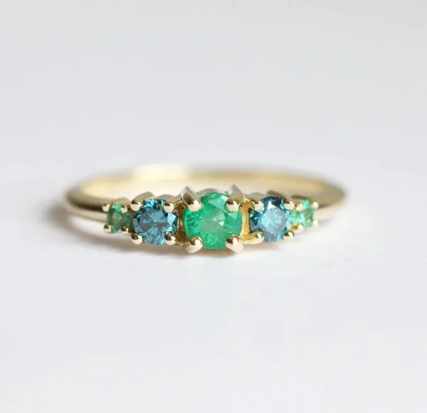 Capucinne Cheyenne Round Emerald Diamond Cluster Ring