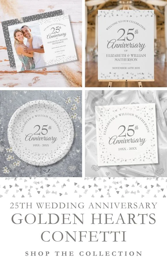 Chic 25th Wedding Anniversary Silver Hearts Suite