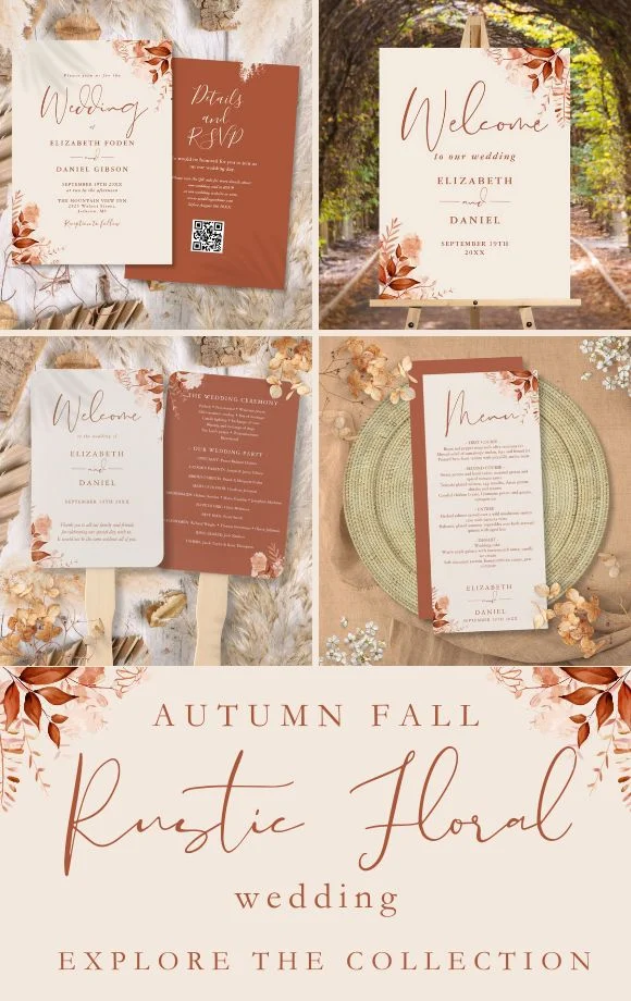 Chic Autumn Fall Rustic Floral Wedding Collection