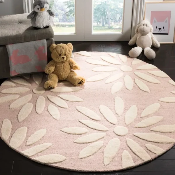 Wayfair Pink Floral Claro Hand Tufted Wool Rug
