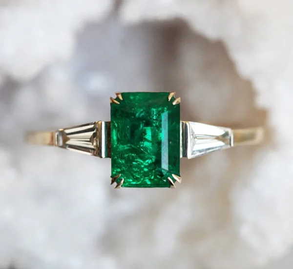 Capucinne Emerald Ring With Accent Stones