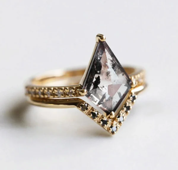 Capucinne Dahlia Kite Salt and Pepper Diamond Ring