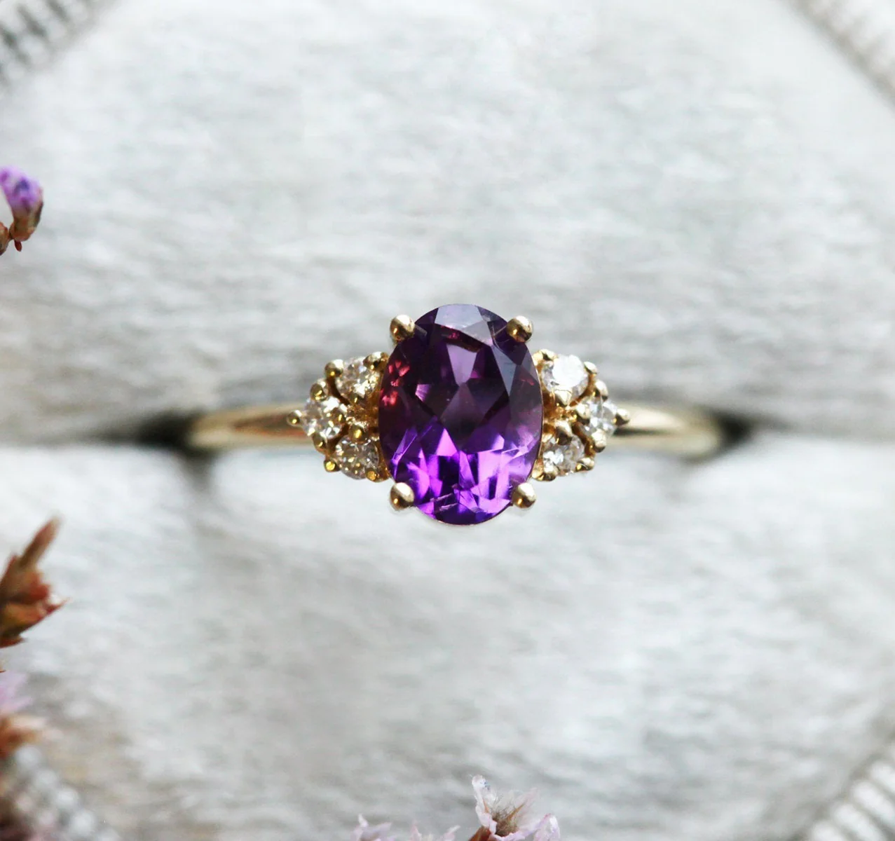 Capucinne Dora Amethyst Diamond Ring