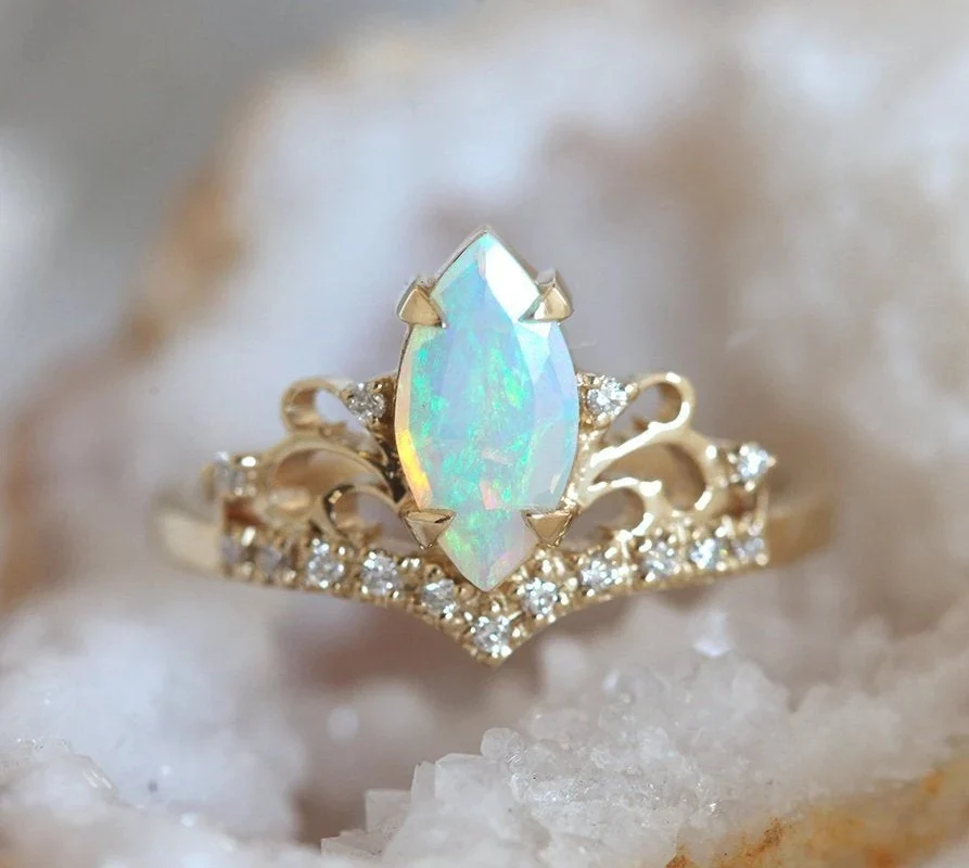 Capucinne Elaine Marquise Opal Ring