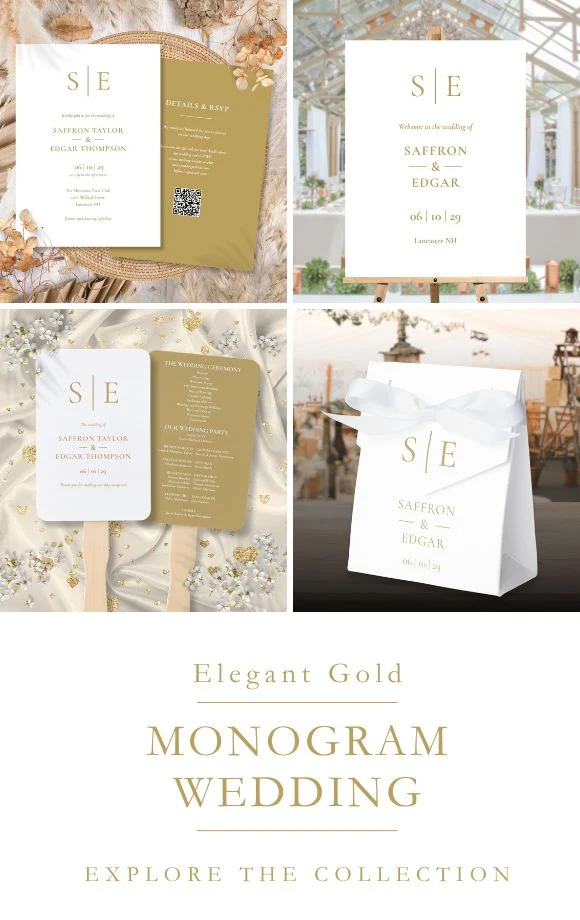 Elegant Modern Gold Monogram Wedding Suite
