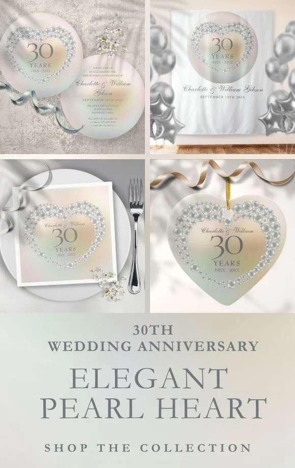 Elegant Pearl Heart 30th Wedding Anniversary Suite Cover