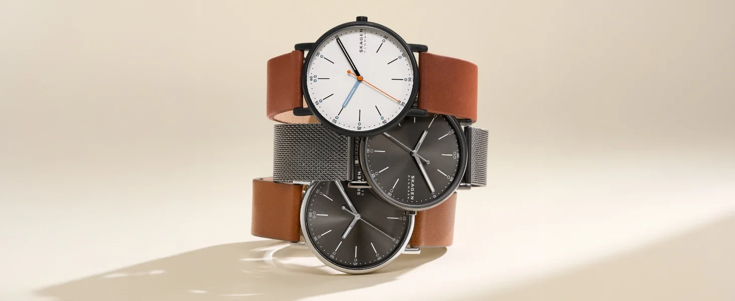 Elegant leather wrist strap watches