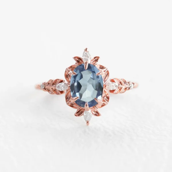 Enya Oval Blue Sapphire Engagement Ring