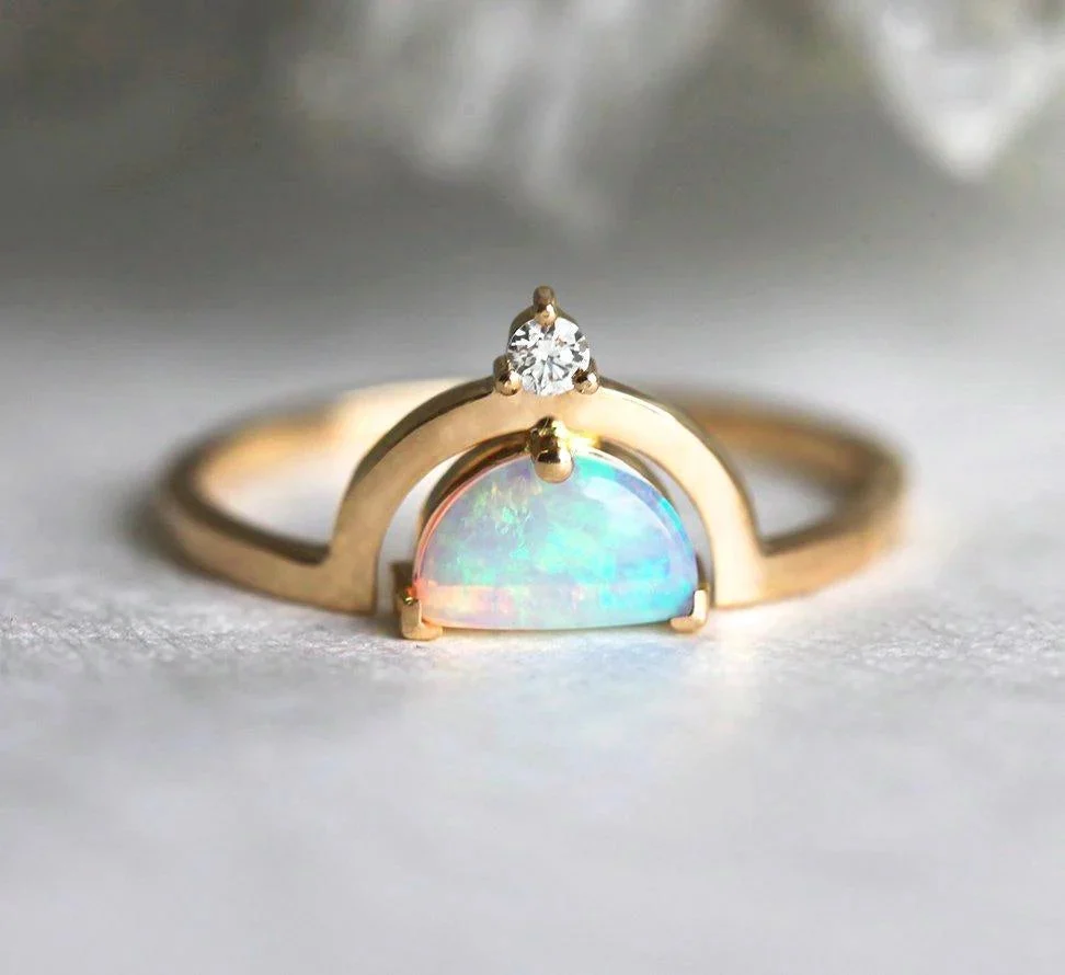 Capucinne Erika Half-Moon Opal Ring