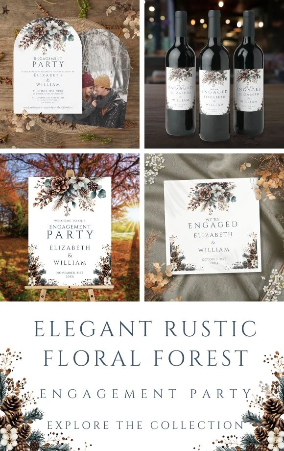 Elegant Rustic Floral Forest Engagement Suite