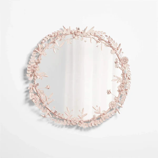 Crate & Barrel Flower Crown Metal 30" Round Wall Mirror