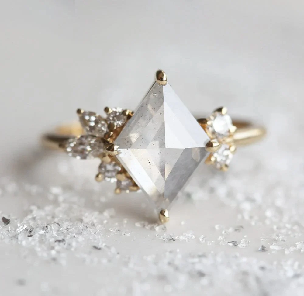 Capucinne Gemma Rhombus Salt And Pepper Diamond Ring