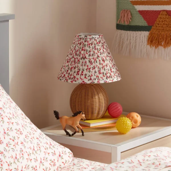Target Round Faux Rattan Kids' Lamp with Pleated Floral Shade