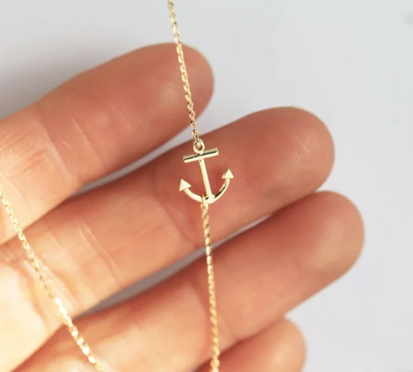 Capucinne Gold Sideways Anchor Necklace