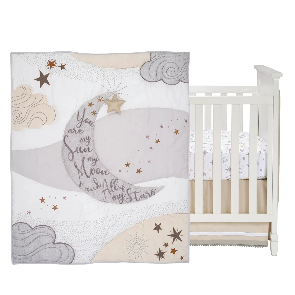 Wayfair Goodnight Moon 3-Piece Celestial Nursery Baby Crib Bedding Set 1