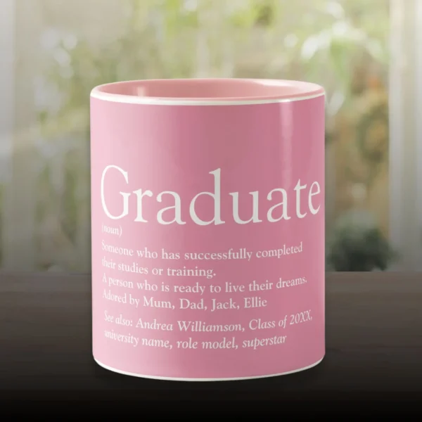 Graduate Definition Modern Fun Girly Pink Two-Tone Coffee Mug