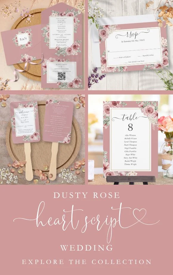 Dusty Rose Floral Roses Wedding Suite Cover