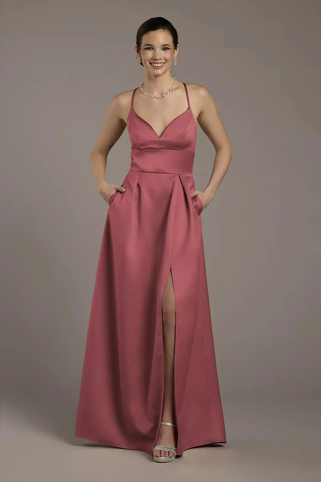 David's Bridal Satin Empire Waist Ball Gown