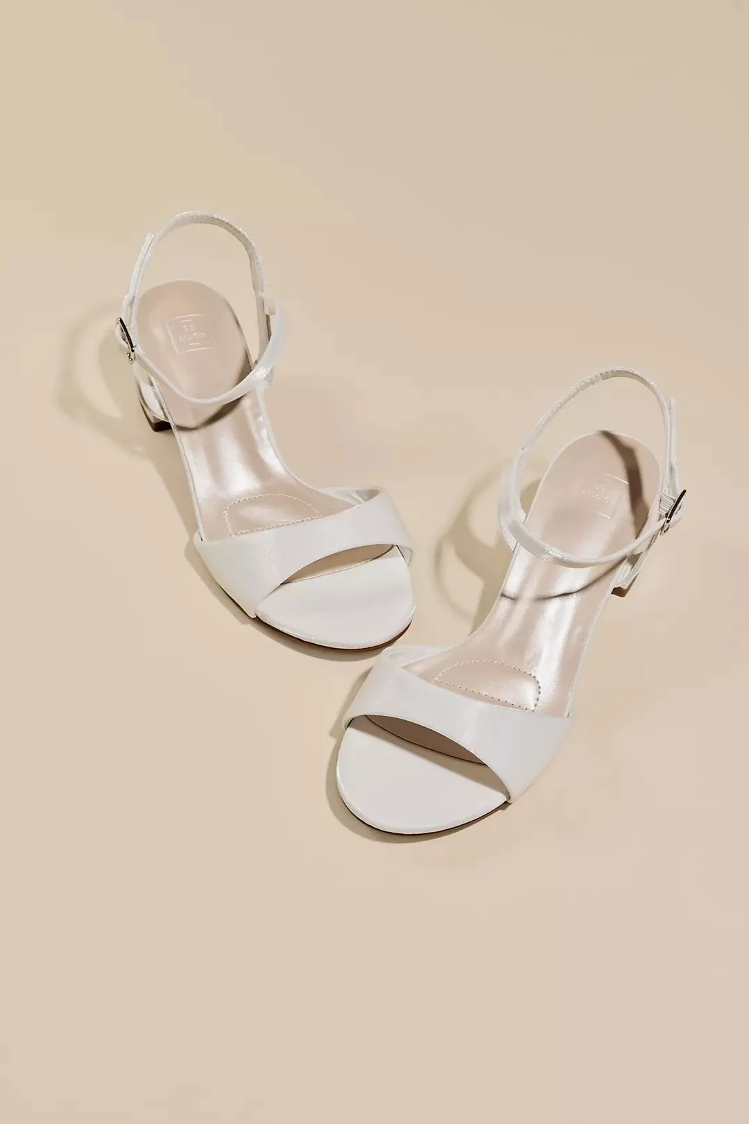 David's Bridal Subtle Shimmer Low Block Heel Sandals