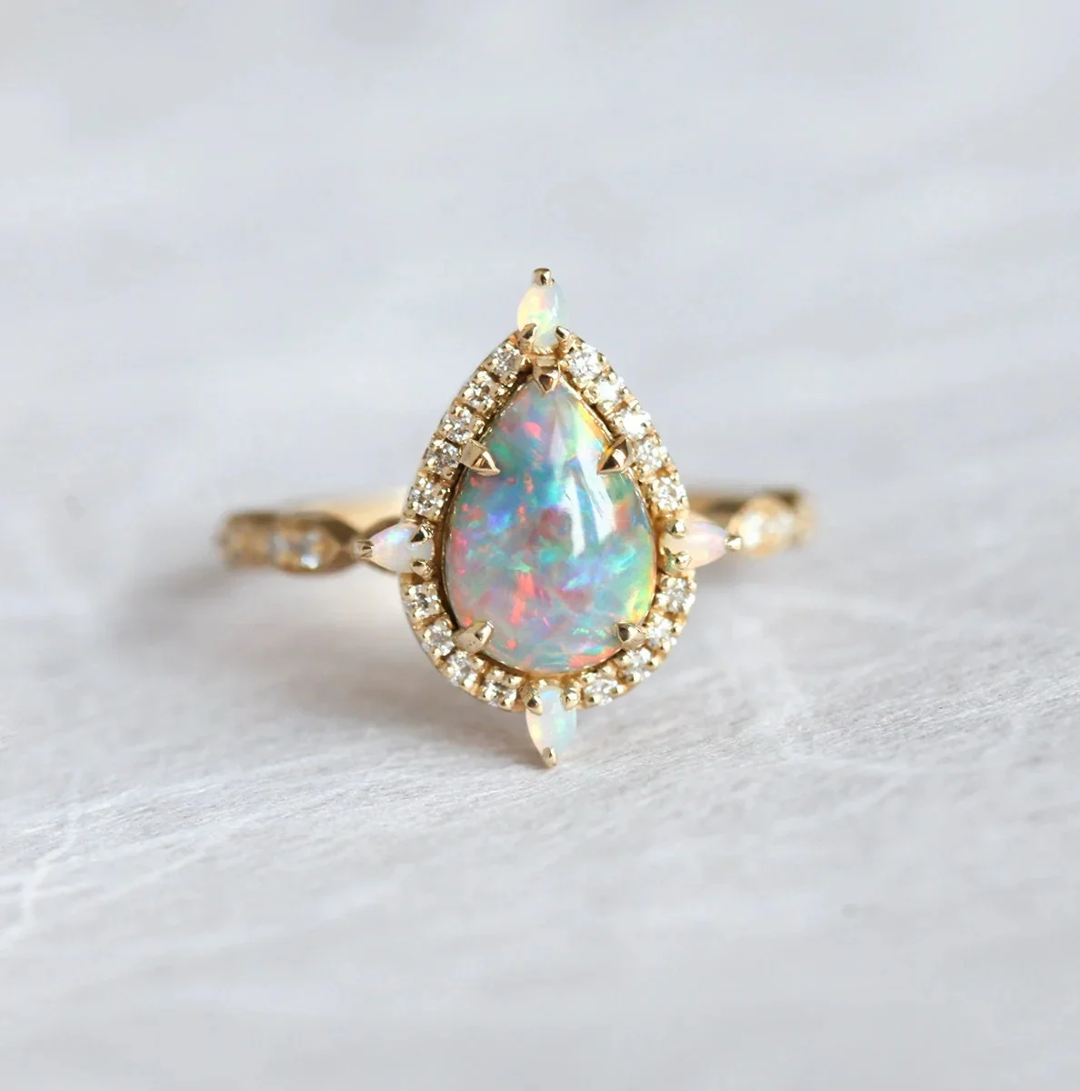 Capucinne Kathleen Pear Opal Ring