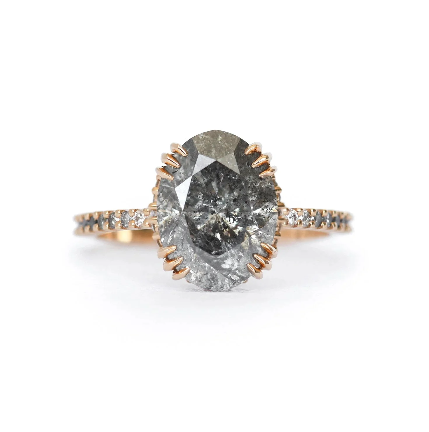 Capucinne Kayla Oval Salt and Pepper Diamond Ring