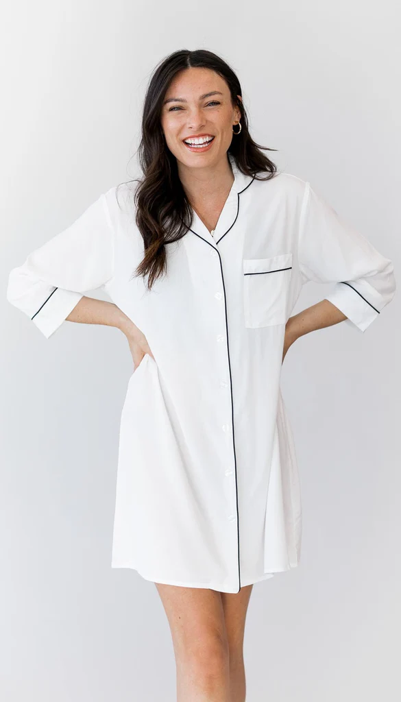 Kennedy Blue Bridesmaid Sleep Shirt White