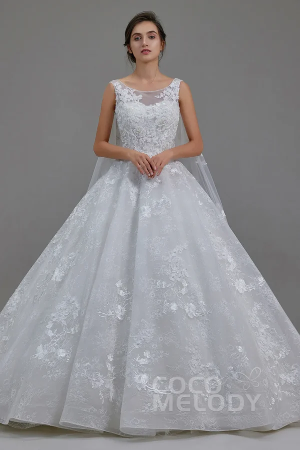 Cocomelody A-Line Cathedral Train Lace Wedding Dress