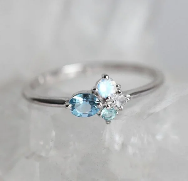 Capucinne Layla Oval Aquamarine Cluster Ring