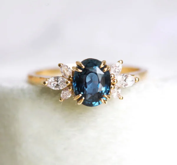 Capucinne Luella Blue Sapphire Diamond Ring