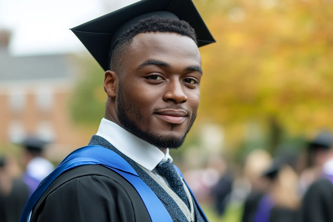 Male graduate in graduation outfit