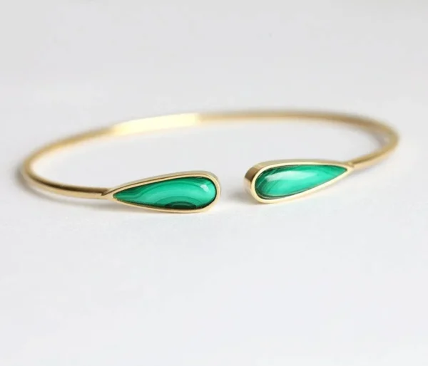 Cocomelody Malachite Cuff Gold Bracelet