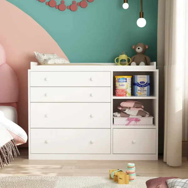 Wayfair Mamie 5-Drawer White Baby Changing Table Dresser