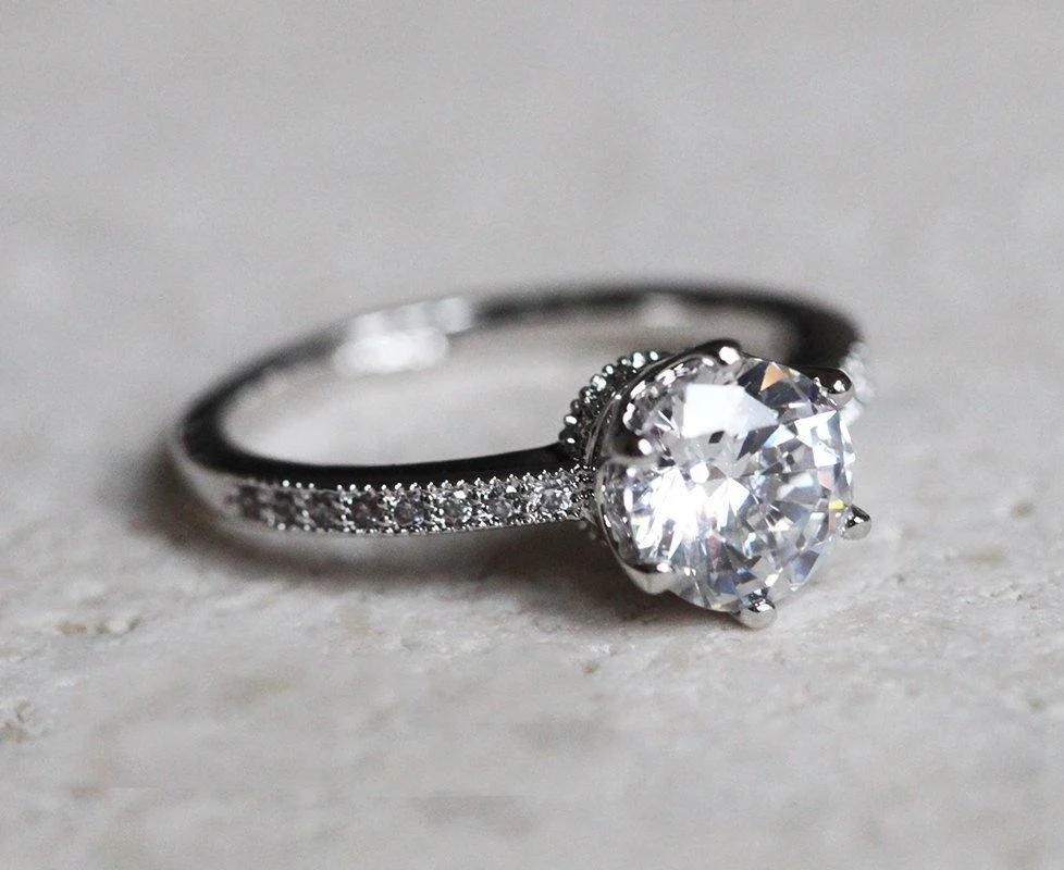 Capucinne Moissanite Prong Engagement Ring