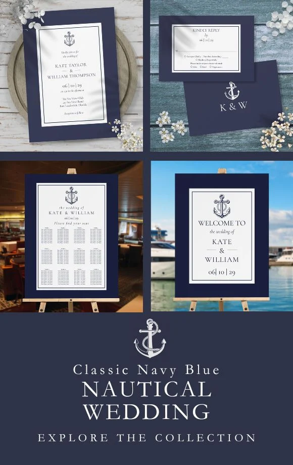 Nautical Anchor Classic Navy Blue Wedding Suite