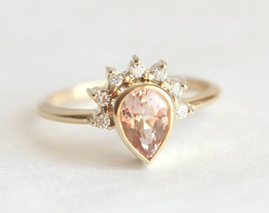 Capucinne Natasha Pear Morganite Ring