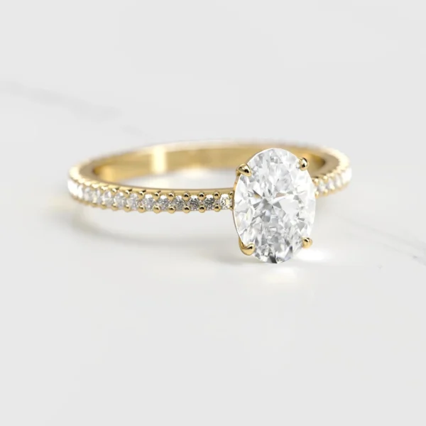 Capucinne Oval Full Pave Tapered Diamond Ring