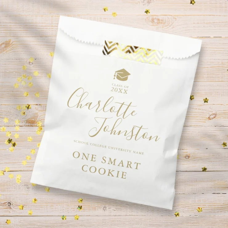 One Smart Cookie Gold Script Graduation Party Favor Bag
