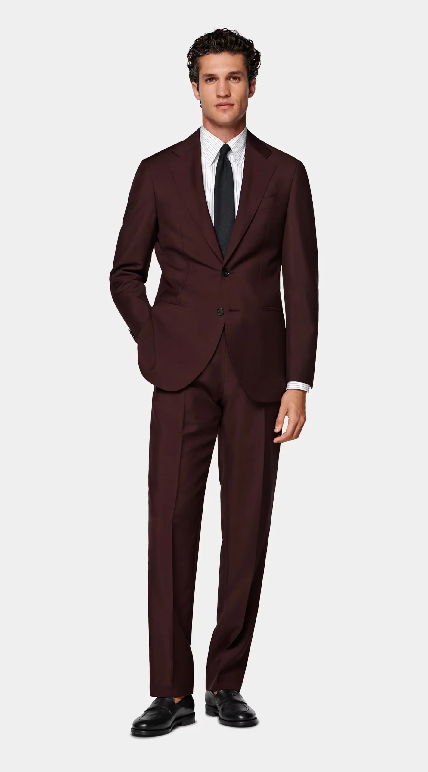 Suitsupply Burgundy Tailored Fit Havana Suit