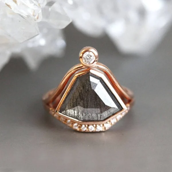 Capucinne Paige Salt & Pepper Diamond Ring Set