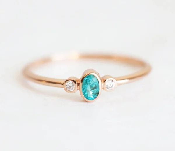 Capucinne Paraiba Tourmaline And Diamond Engagement Ring