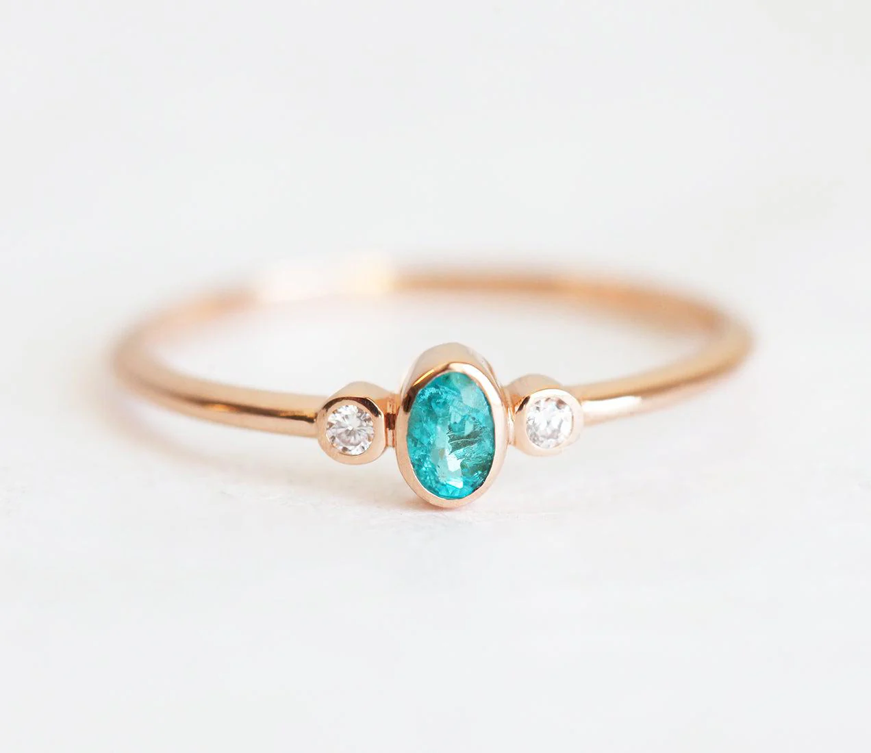 Capucinne Paraiba Tourmaline And Diamond Engagement Ring