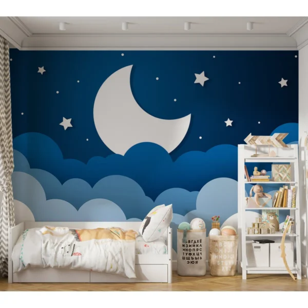 Wayfair Peel & Stick Kids Wall Mural - Abstract Moon Dream