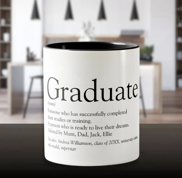 Personalized Graduate Definition Black And White Two-Tone Coffee Mug