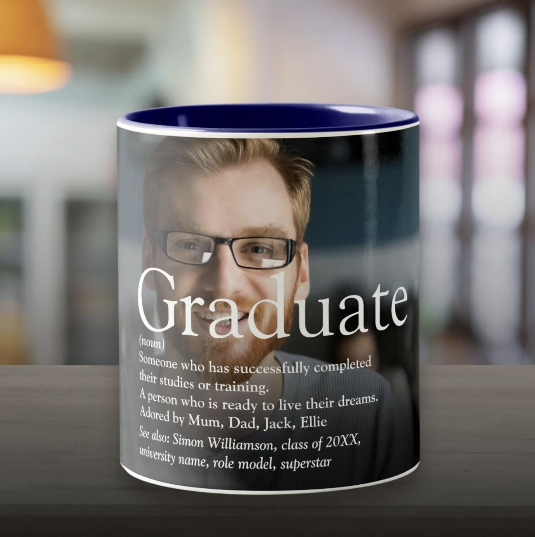 Personalized Photo Graduate Definition Two-Tone Coffee Mug