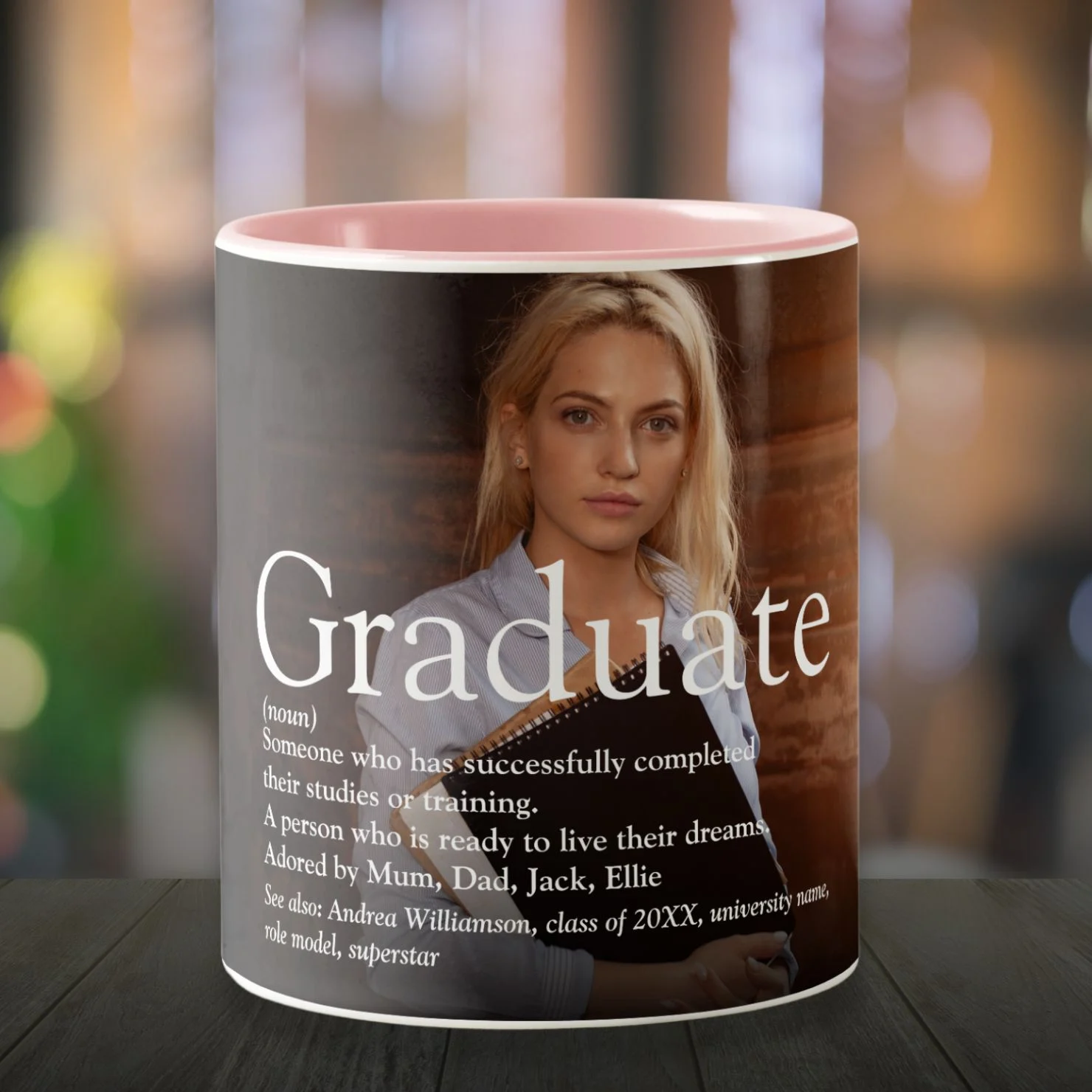 Personalized Photo Graduate Definition Two-Tone Coffee Mug