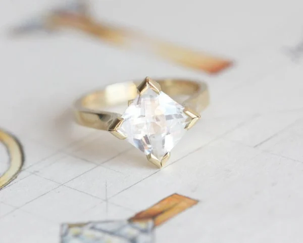 Capucinne Princess Moissanite Ring