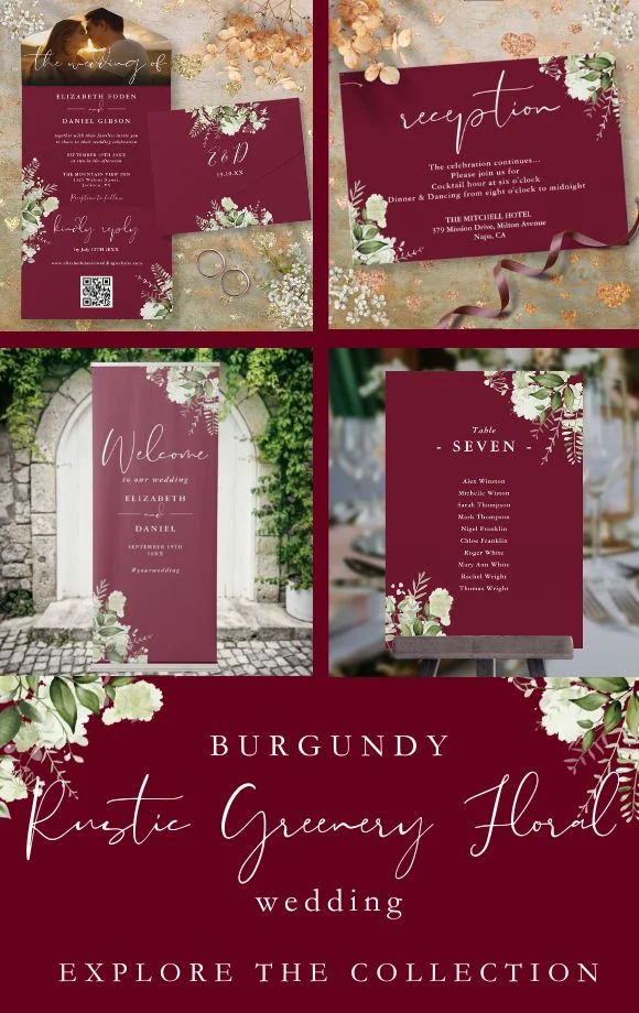 Burgundy Rustic Greenery Floral Wedding Suite Cover