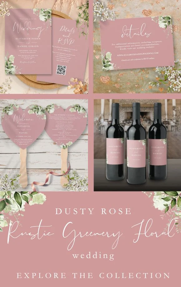 Dusty Rose Floral Greenery Wedding Suite