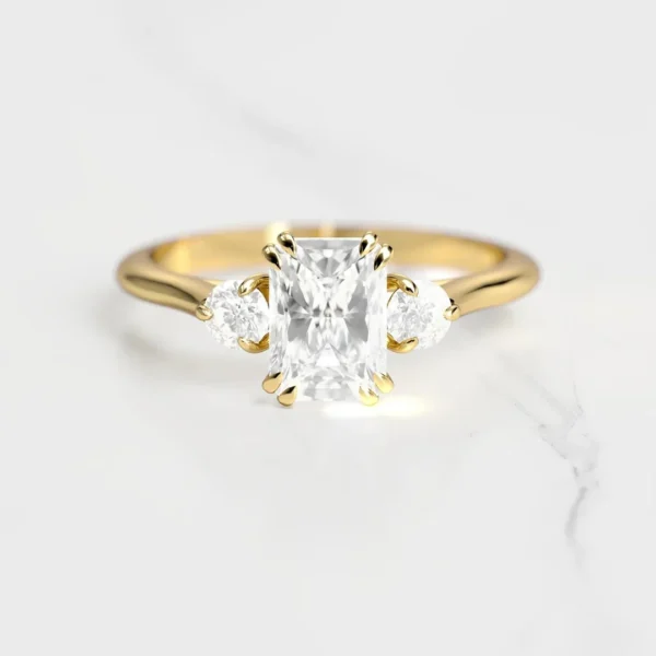 Capucinne Radiant Diamond Ring with Accent Stones