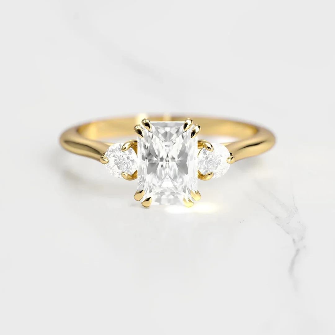 Capucinne Radiant Diamond Ring with Accent Stones